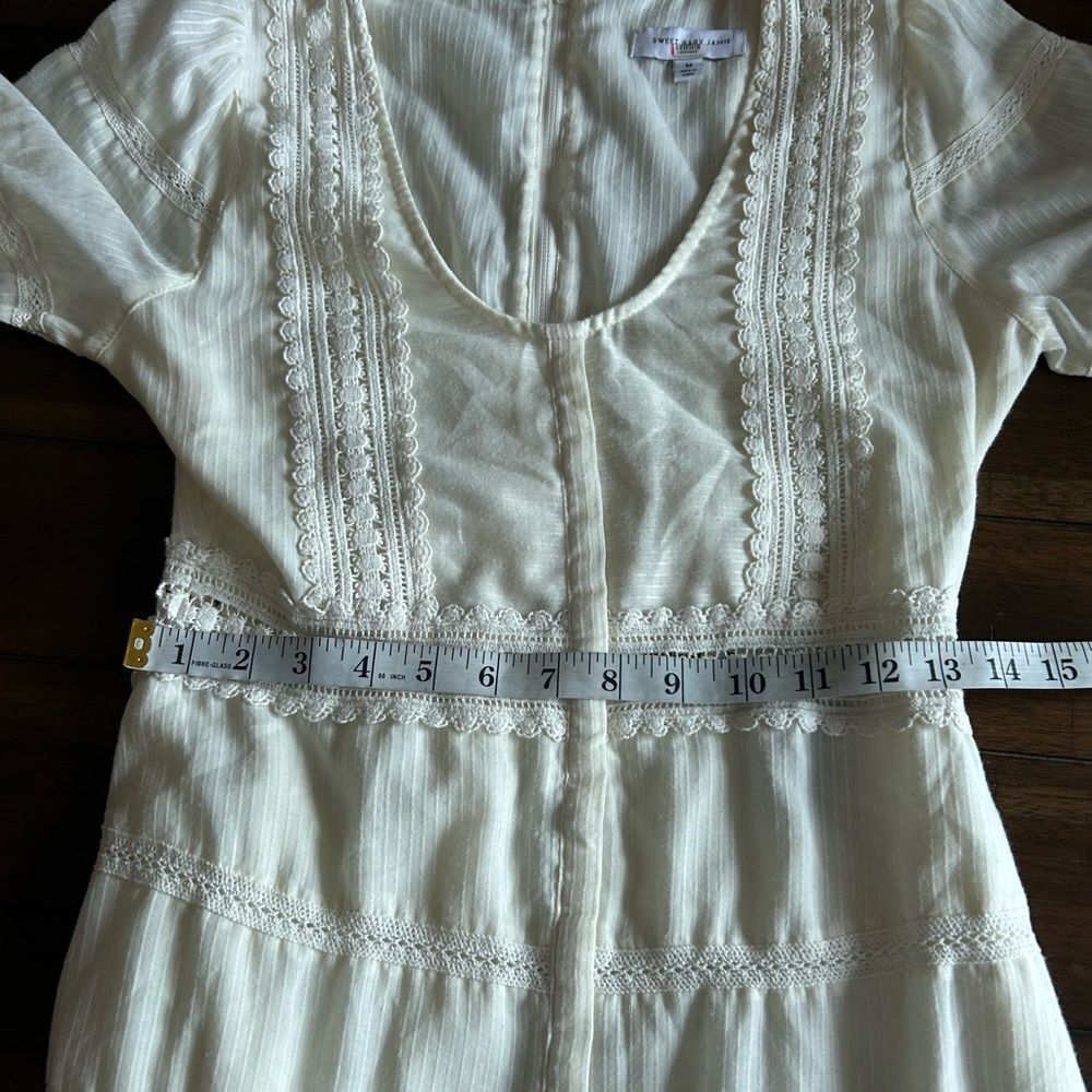 Sweet Baby Jamie Midi Dress Size XS Ivory Lace Boho Cottage Core MSRP 295.00 - Picture 8 of 16